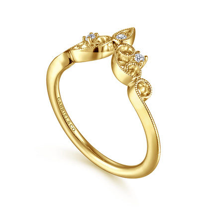 14K Yellow Gold Curved Filigree Diamond Ring — Gabriel & Co. AN15567Y44JJ