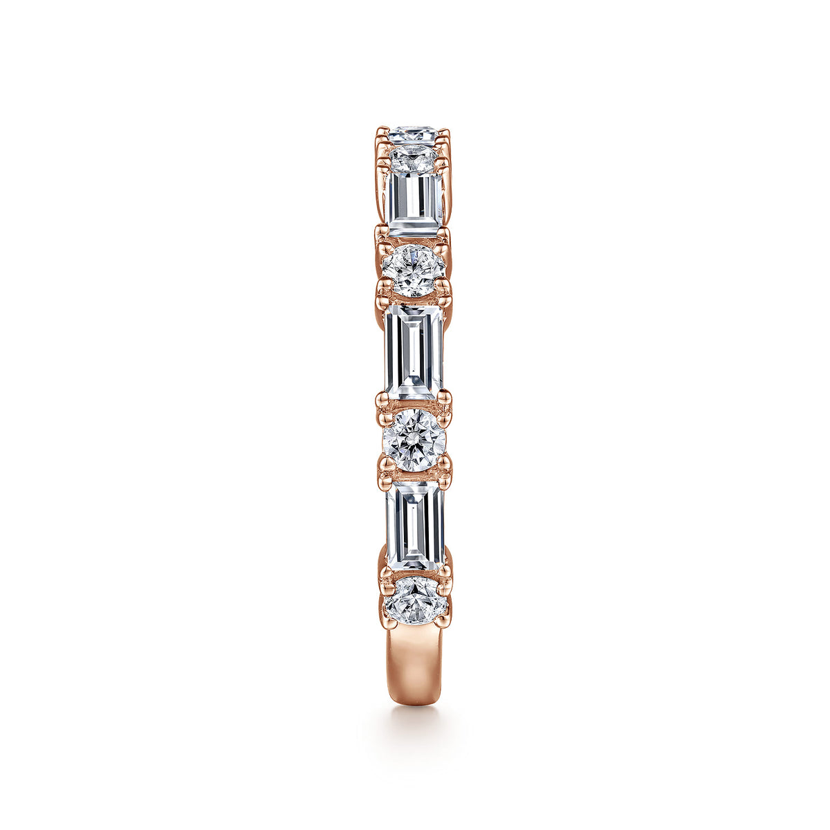 14K Rose Gold Baguette and Round Diamond Anniversary Band — Gabriel & Co. AN15578K44JJ