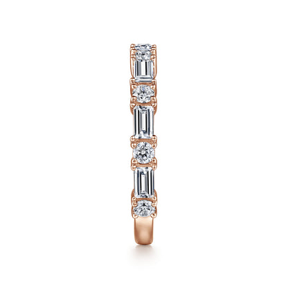 14K Rose Gold Baguette and Round Diamond Anniversary Band — Gabriel & Co. AN15578K44JJ