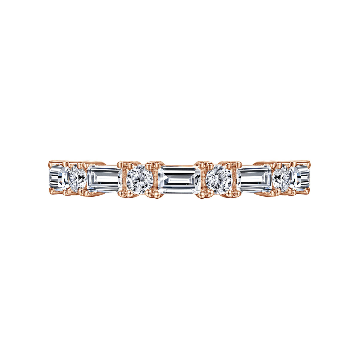 14K Rose Gold Baguette and Round Diamond Anniversary Band — Gabriel & Co. AN15578K44JJ