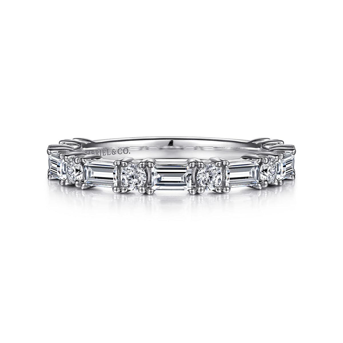 Platinum Baguette and Round Diamond Anniversary Band — Gabriel & Co. AN15578PT4JJ