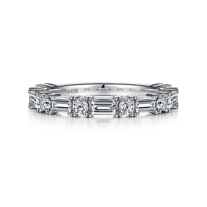 Platinum Baguette and Round Diamond Anniversary Band — Gabriel & Co. AN15578PT4JJ