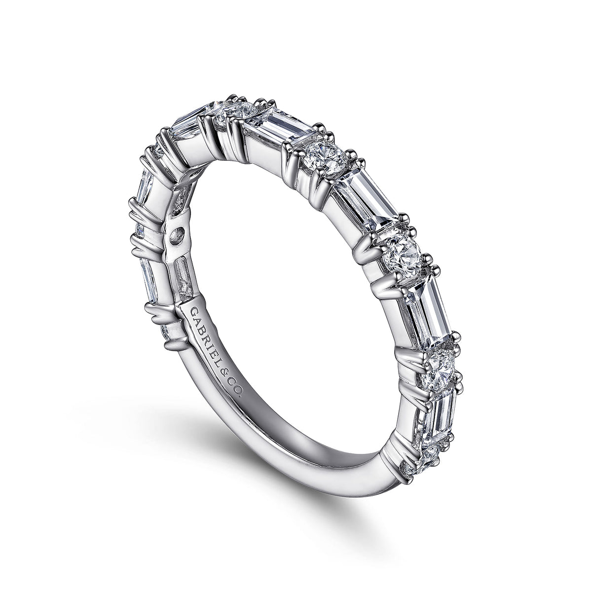 Platinum Baguette and Round Diamond Anniversary Band — Gabriel & Co. AN15578PT4JJ