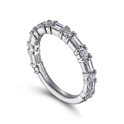 Platinum Baguette and Round Diamond Anniversary Band — Gabriel & Co. AN15578PT4JJ