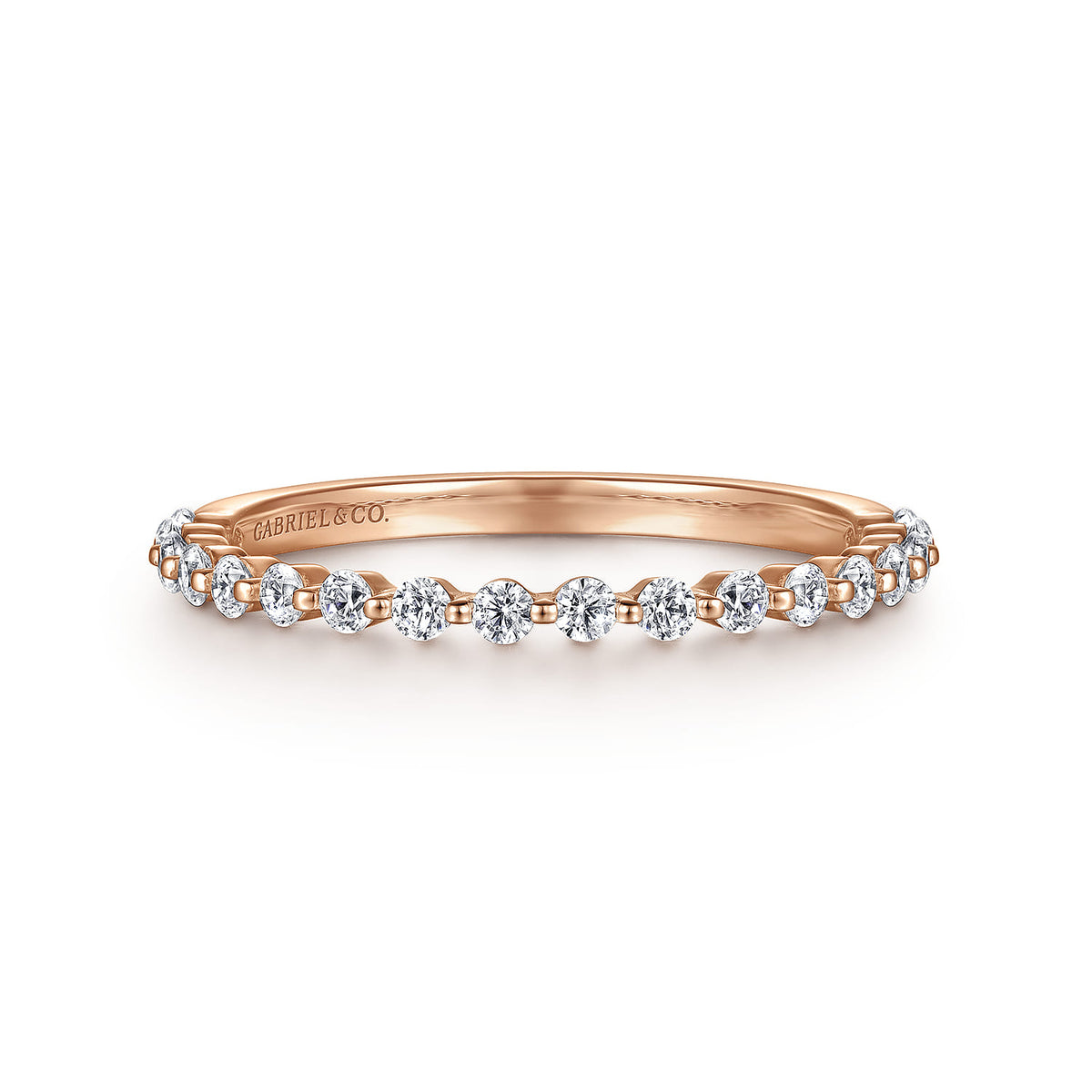 14K Rose Gold Single Prong Diamond Anniversary Band — Gabriel & Co. AN15746K44JJ