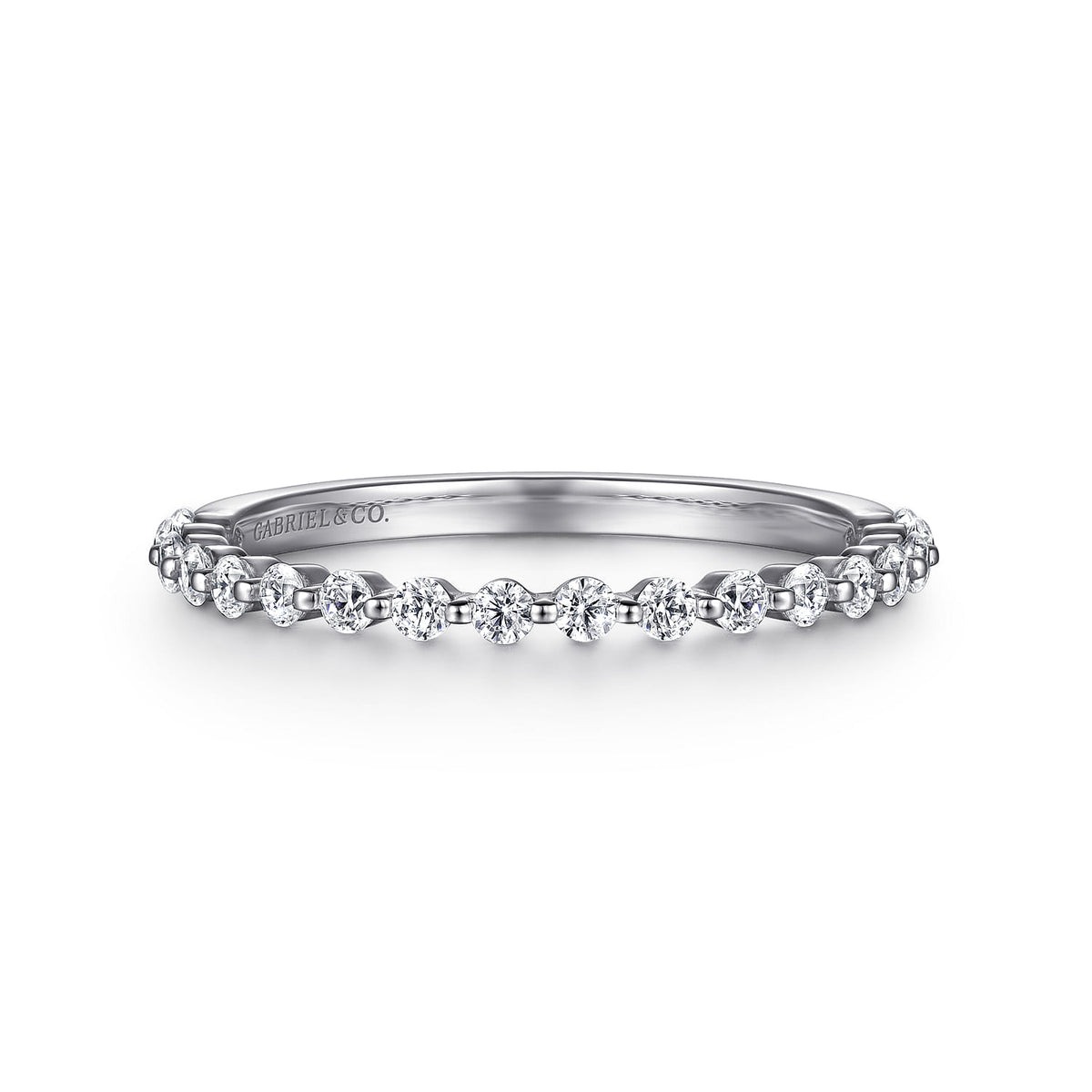 14K White Gold Single Prong Diamond Anniversary Band — Gabriel & Co. AN15746W44JJ
