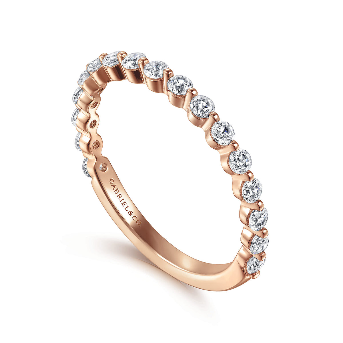 14K Rose Gold Single Prong Diamond Anniversary Band — Gabriel & Co. AN15747K44JJ
