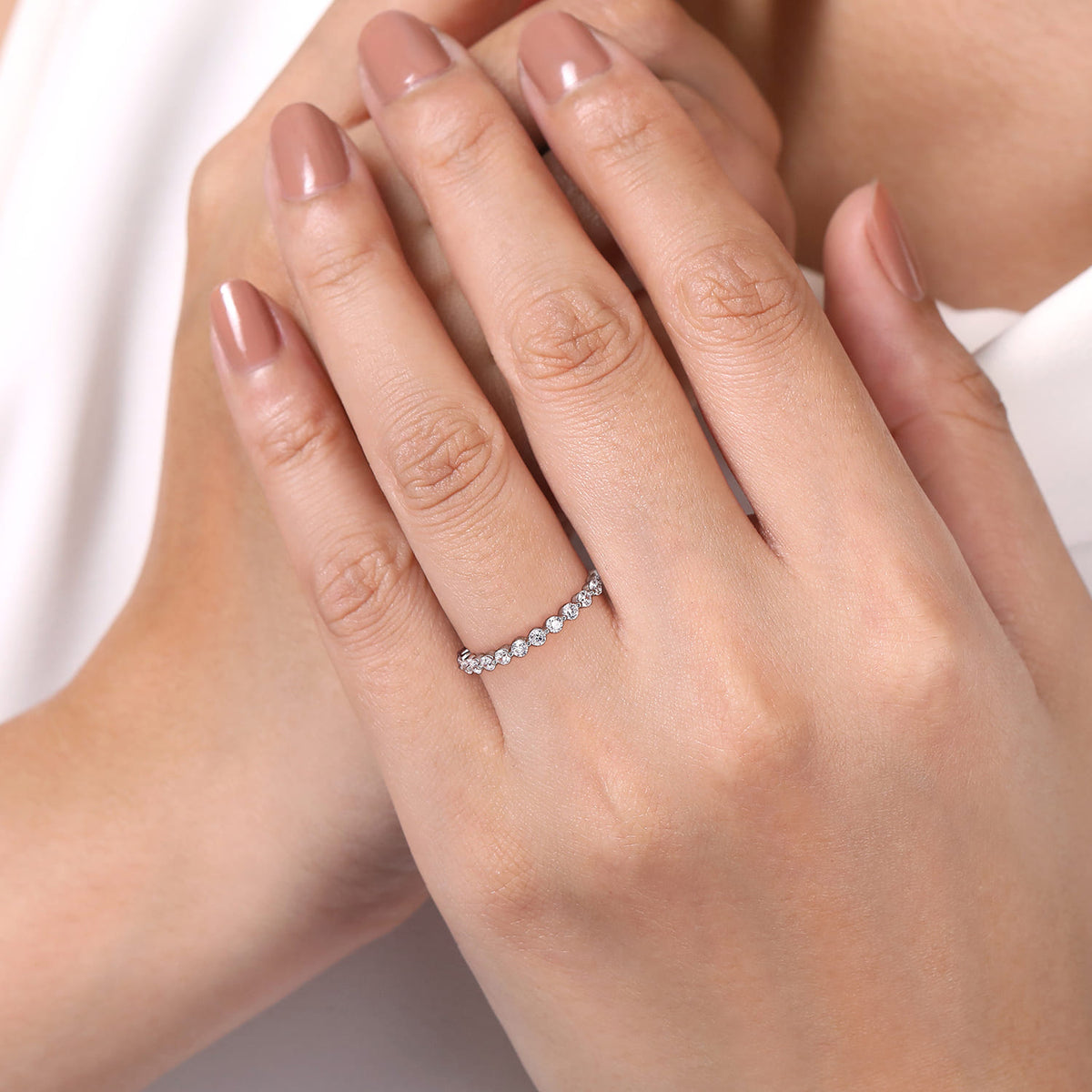 Platinum Single Prong Diamond Anniversary Band — Gabriel & Co. AN15747PT4JJ