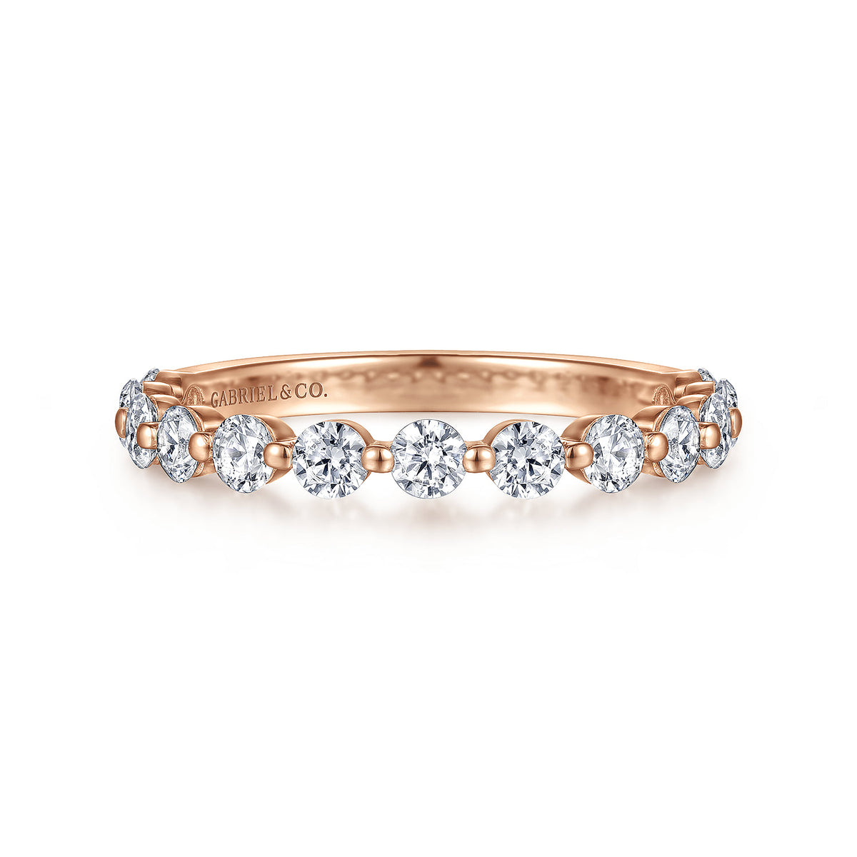 14K Rose Gold Single Prong Diamond Anniversary Band — Gabriel & Co. AN15748K44JJ