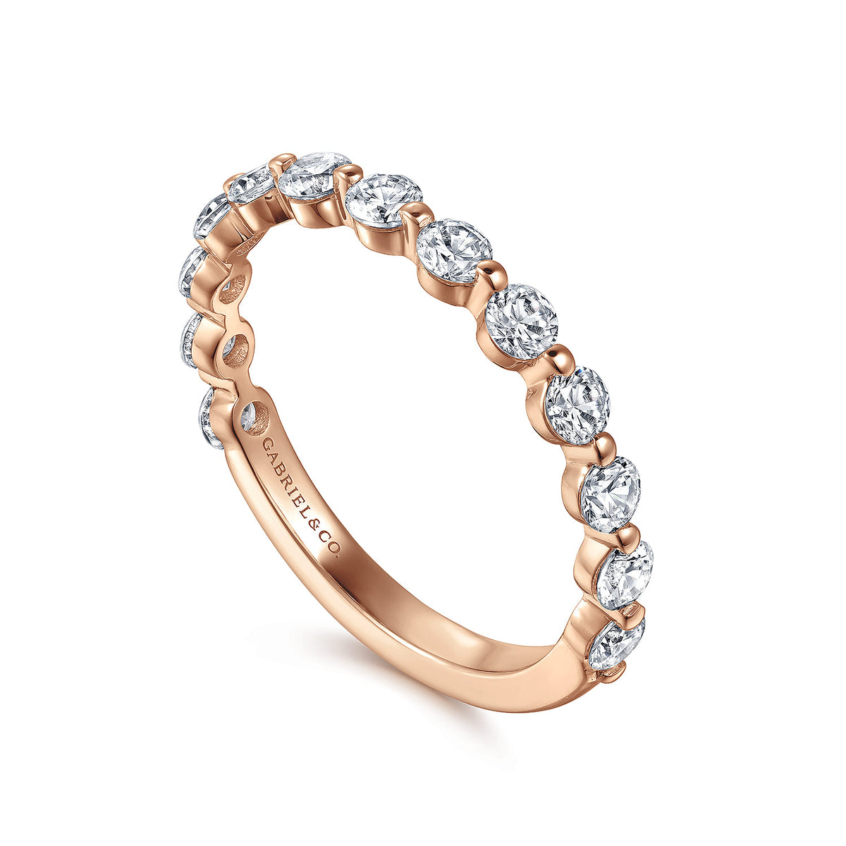 14K Rose Gold Single Prong Diamond Anniversary Band — Gabriel & Co. AN15748K44JJ
