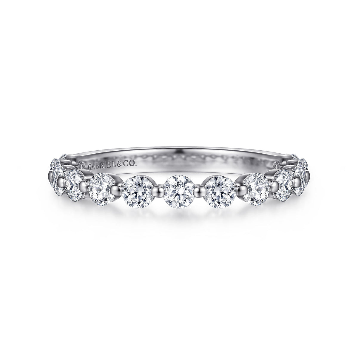 14K White Gold Single Prong Diamond Anniversary Band — Gabriel & Co. AN15748W44JJ