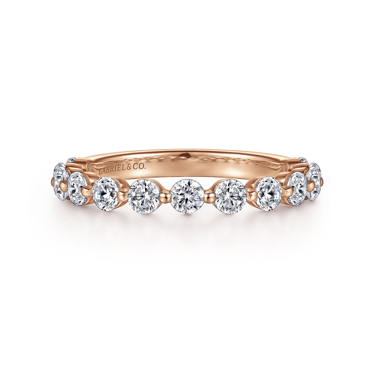 14K Rose Gold Single Prong Diamond Anniversary Band — Gabriel & Co. AN15749K44JJ