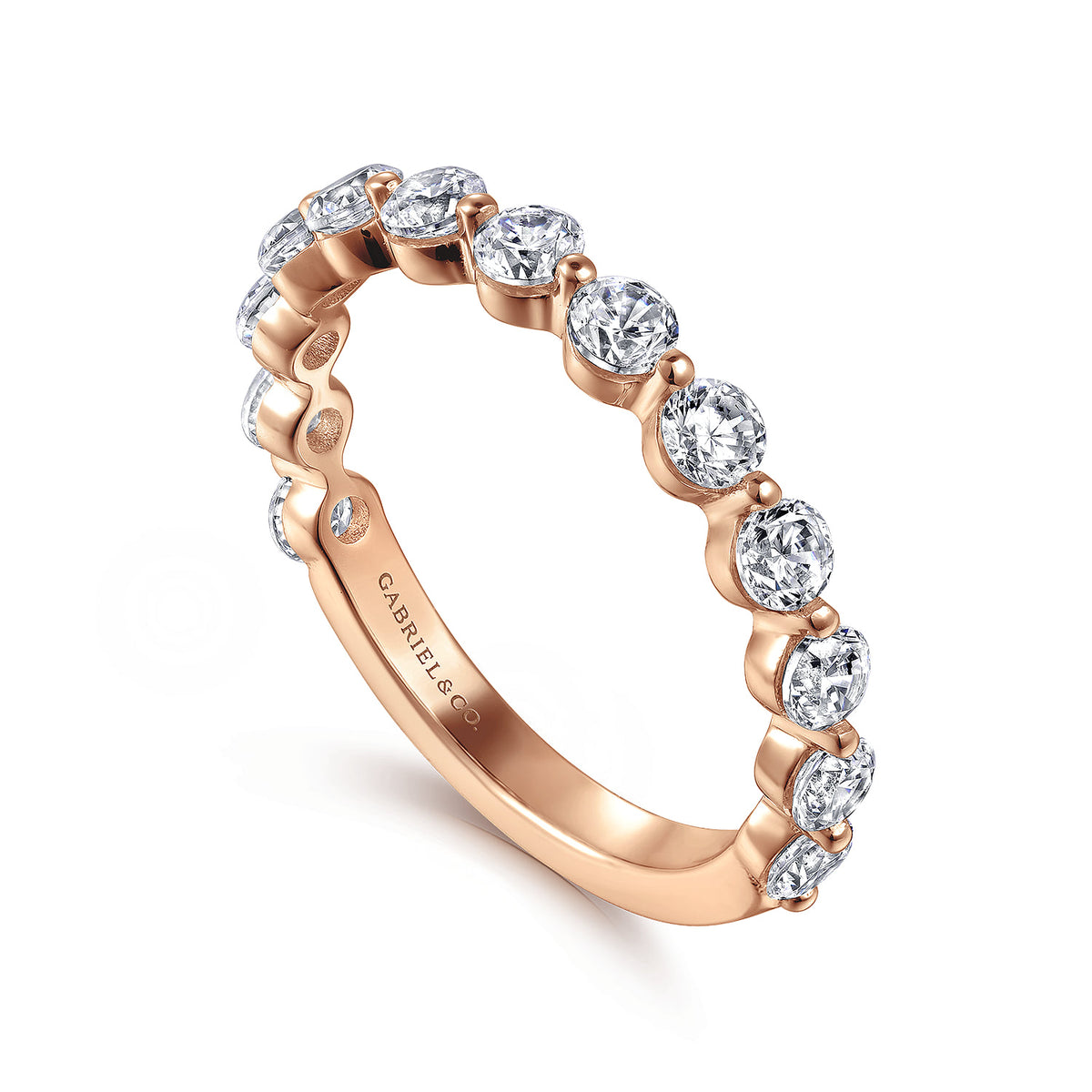 14K Rose Gold Single Prong Diamond Anniversary Band — Gabriel & Co. AN15749K44JJ