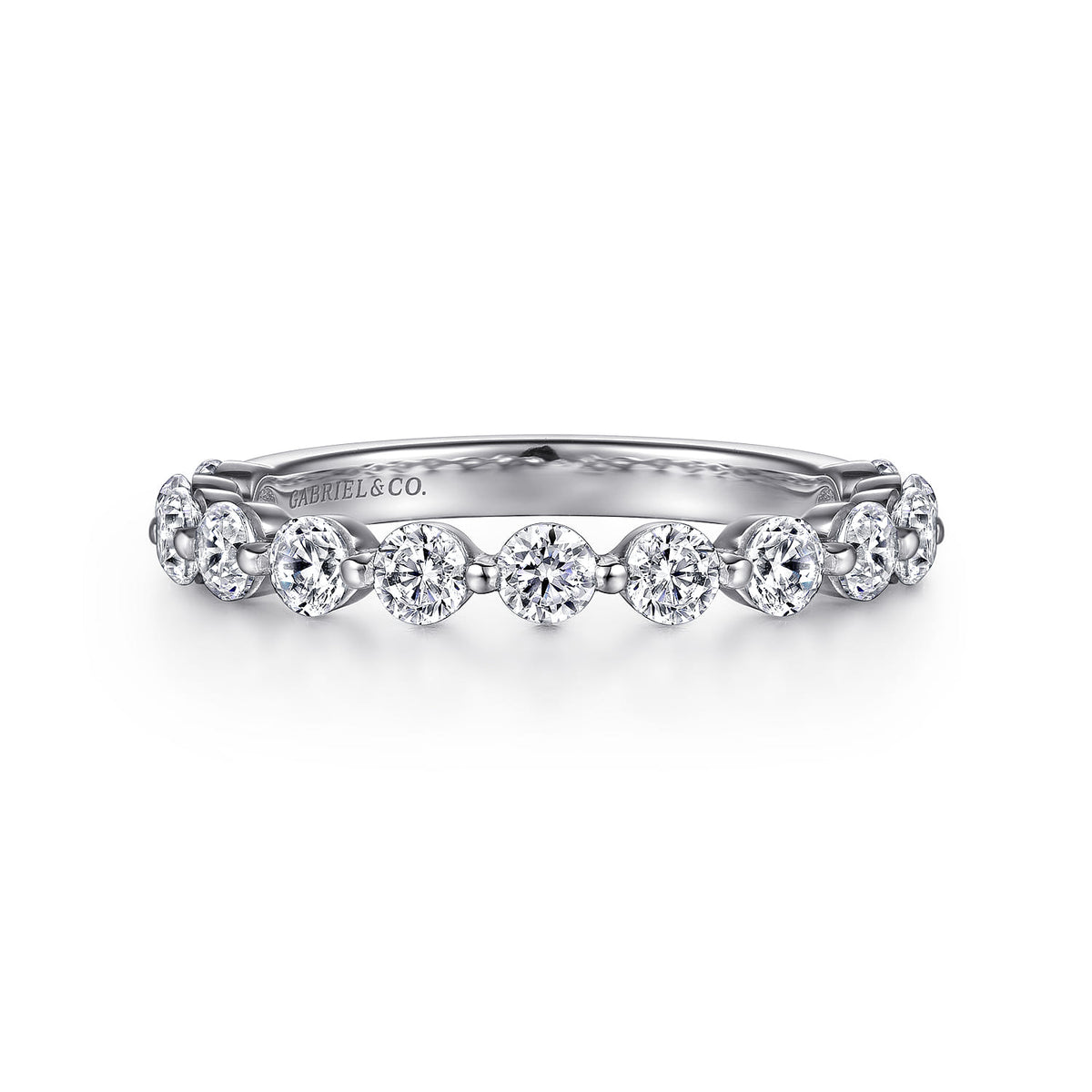 14K White Gold Single Prong Diamond Anniversary Band — Gabriel & Co. AN15749W44JJ