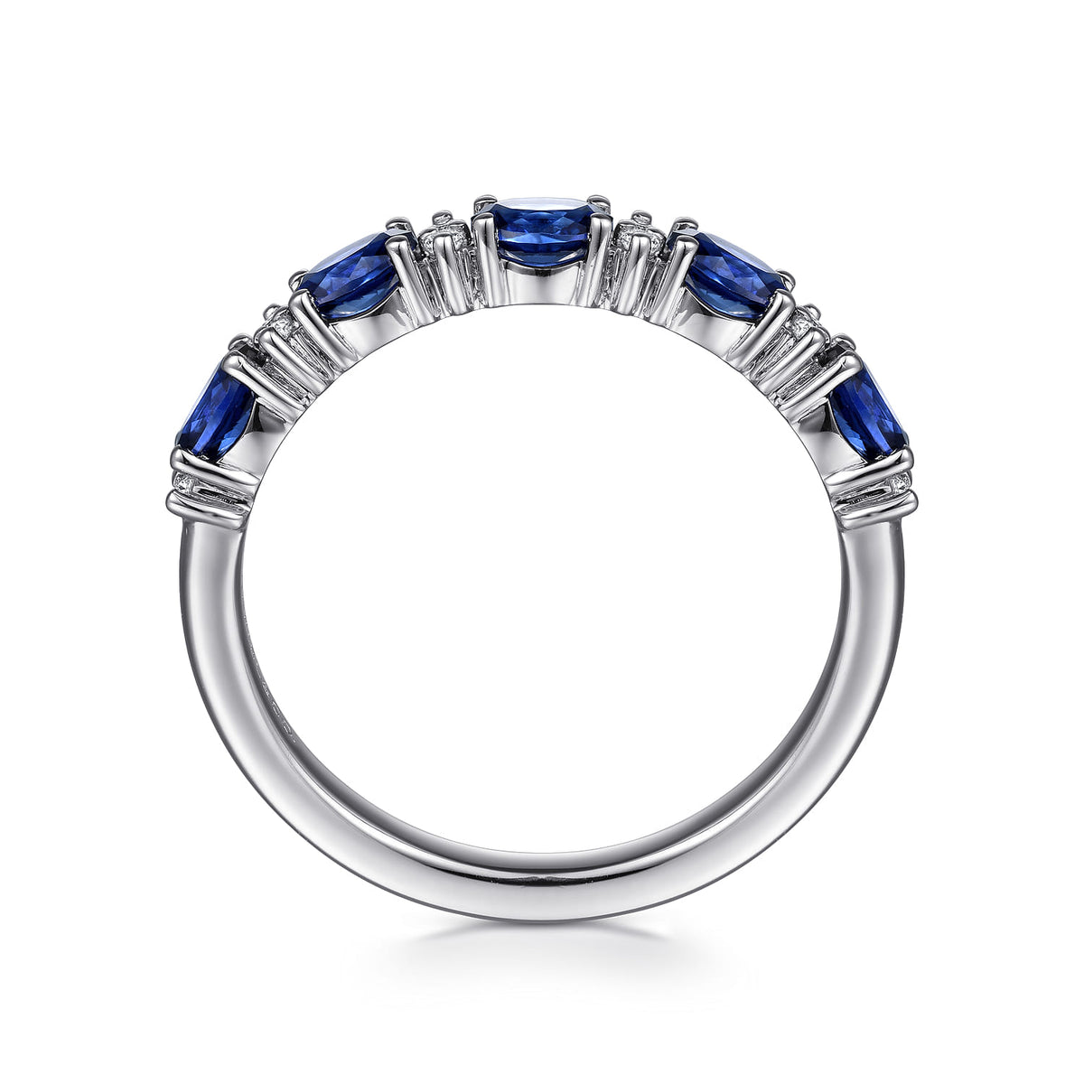 Platinum Oval Sapphire and Diamond Anniversary Band — Gabriel & Co. AN15827PT4SA