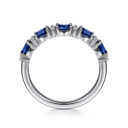 Platinum Oval Sapphire and Diamond Anniversary Band — Gabriel & Co. AN15827PT4SA