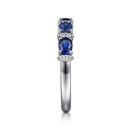 Platinum Oval Sapphire and Diamond Anniversary Band — Gabriel & Co. AN15827PT4SA
