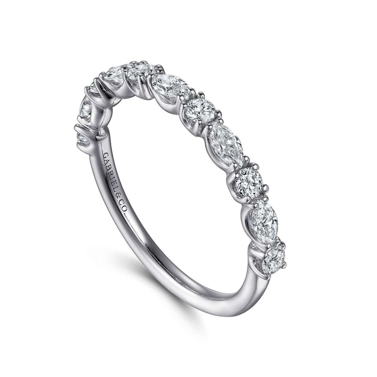 Platinum Marquise and Round Diamond Anniversary Band — Gabriel & Co. AN15974PT4JJ