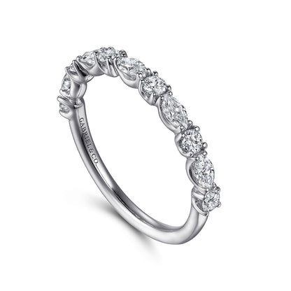 Platinum Marquise and Round Diamond Anniversary Band — Gabriel & Co. AN15974PT4JJ