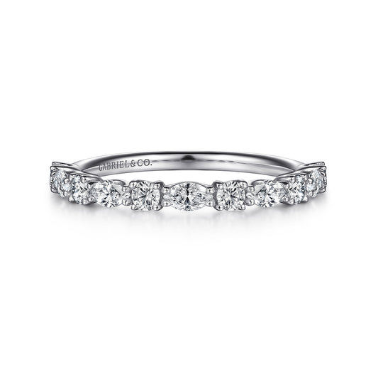 14K White Gold Marquise and Round Diamond Anniversary Band — Gabriel & Co. AN15974W44JJ