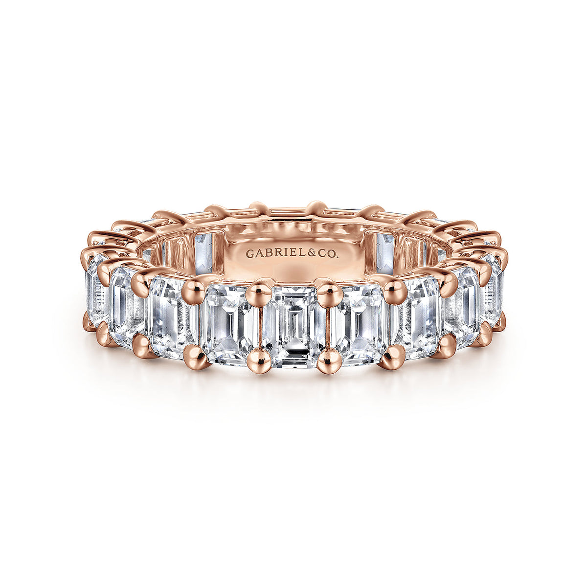 14K Rose Gold Shared Prong Emerald Cut Diamond Eternity Band — Gabriel & Co. AN16149-6K43JJ