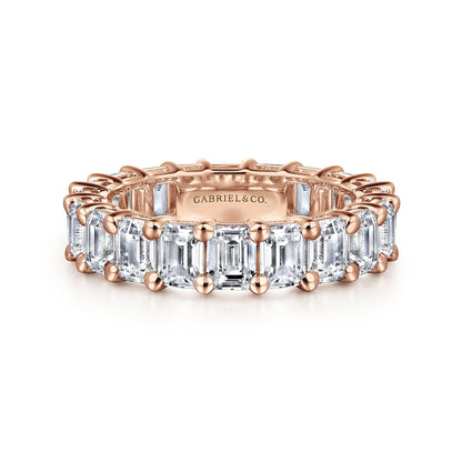 14K Rose Gold Shared Prong Emerald Cut Diamond Eternity Band — Gabriel & Co. AN16149-6K43JJ