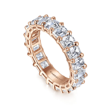 14K Rose Gold Shared Prong Emerald Cut Diamond Eternity Band — Gabriel & Co. AN16149-6K43JJ