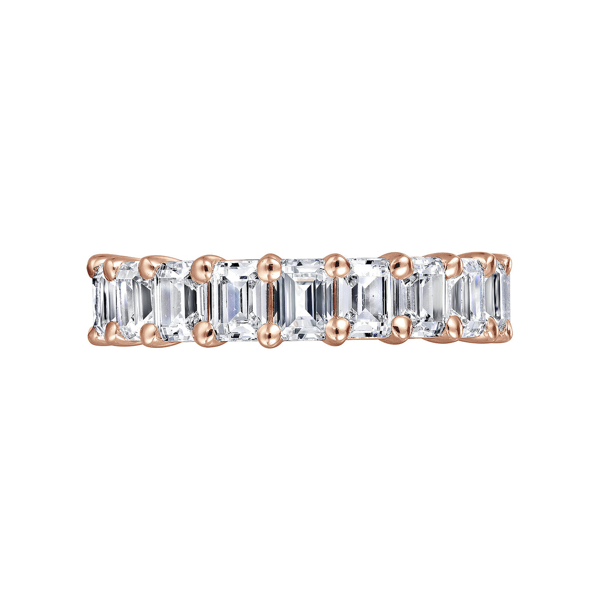 14K Rose Gold Shared Prong Emerald Cut Diamond Eternity Band — Gabriel & Co. AN16149-6K43JJ