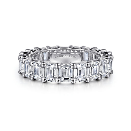 14K White Gold Shared Prong Emerald Cut Diamond Eternity Band — Gabriel & Co. AN16149-6W43JJ