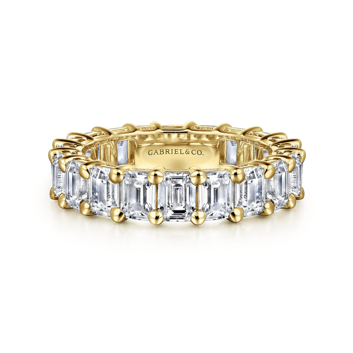 14K Yellow Gold Shared Prong Emerald Cut Diamond Eternity Band — Gabriel & Co. AN16149-6Y43JJ