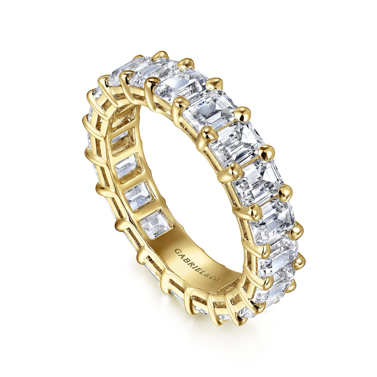 14K Yellow Gold Shared Prong Emerald Cut Diamond Eternity Band — Gabriel & Co. AN16149-6Y43JJ
