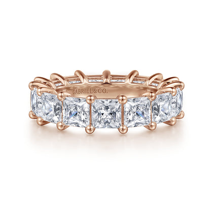 14K Rose Gold Princess Cut Shared Prong Diamond Eternity Band — Gabriel & Co. AN16283-6K44JJ