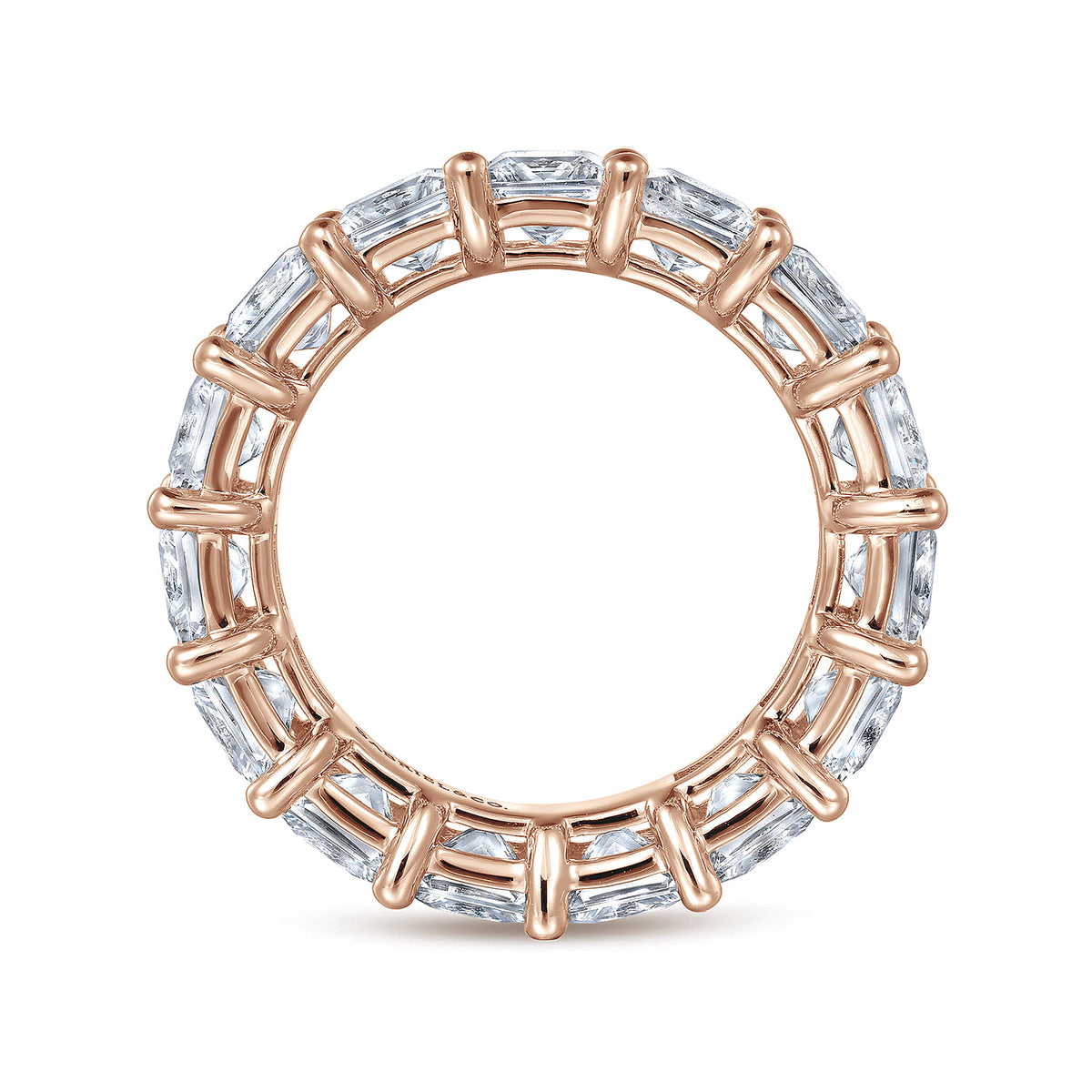 14K Rose Gold Princess Cut Shared Prong Diamond Eternity Band — Gabriel & Co. AN16283-6K44JJ