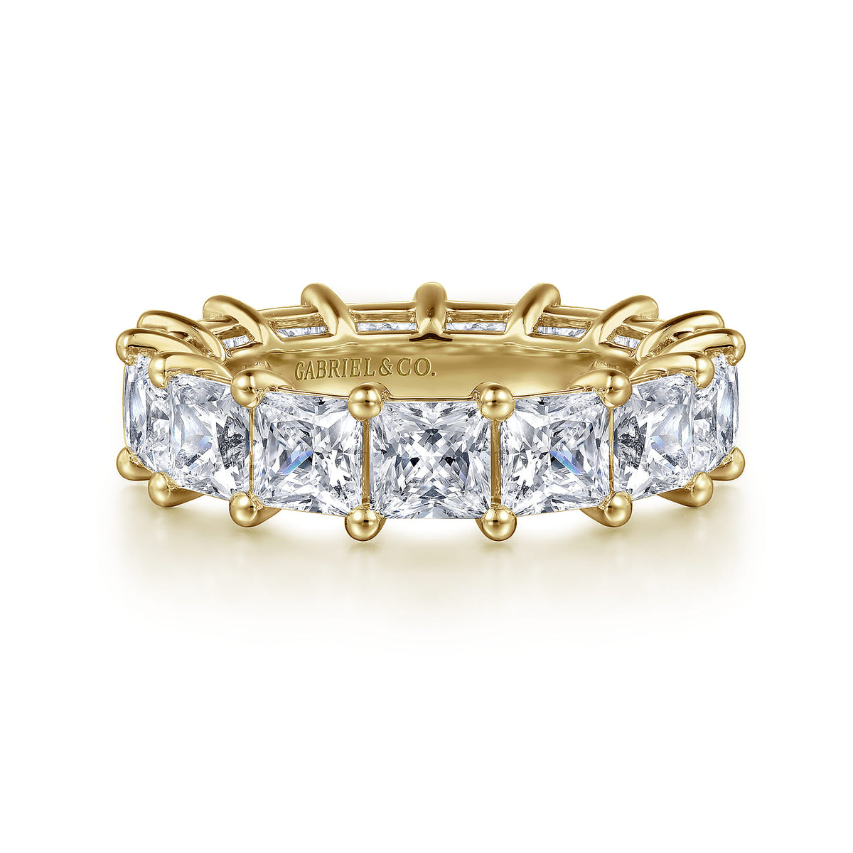 14K Yellow Gold Princess Cut Shared Prong Diamond Eternity Band — Gabriel & Co. AN16283-6Y44JJ
