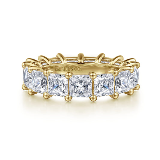 14K Yellow Gold Princess Cut Shared Prong Diamond Eternity Band — Gabriel & Co. AN16283-6Y44JJ