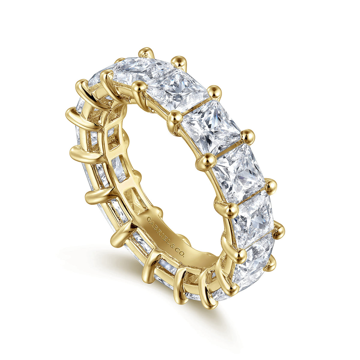 14K Yellow Gold Princess Cut Shared Prong Diamond Eternity Band — Gabriel & Co. AN16283-6Y44JJ