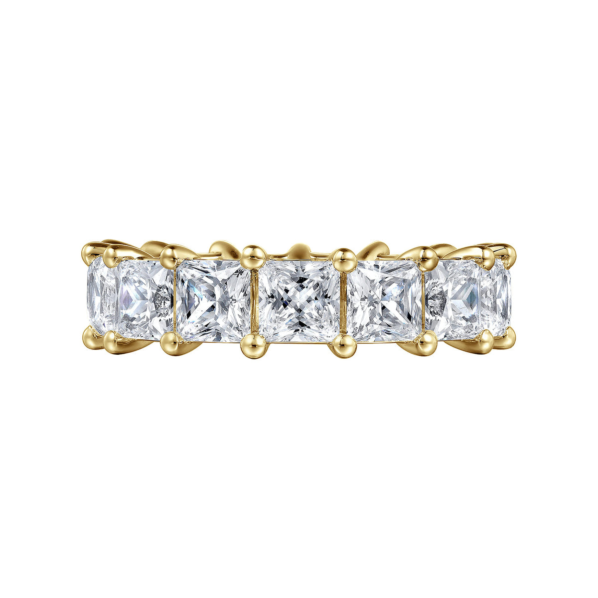 14K Yellow Gold Princess Cut Shared Prong Diamond Eternity Band — Gabriel & Co. AN16283-6Y44JJ