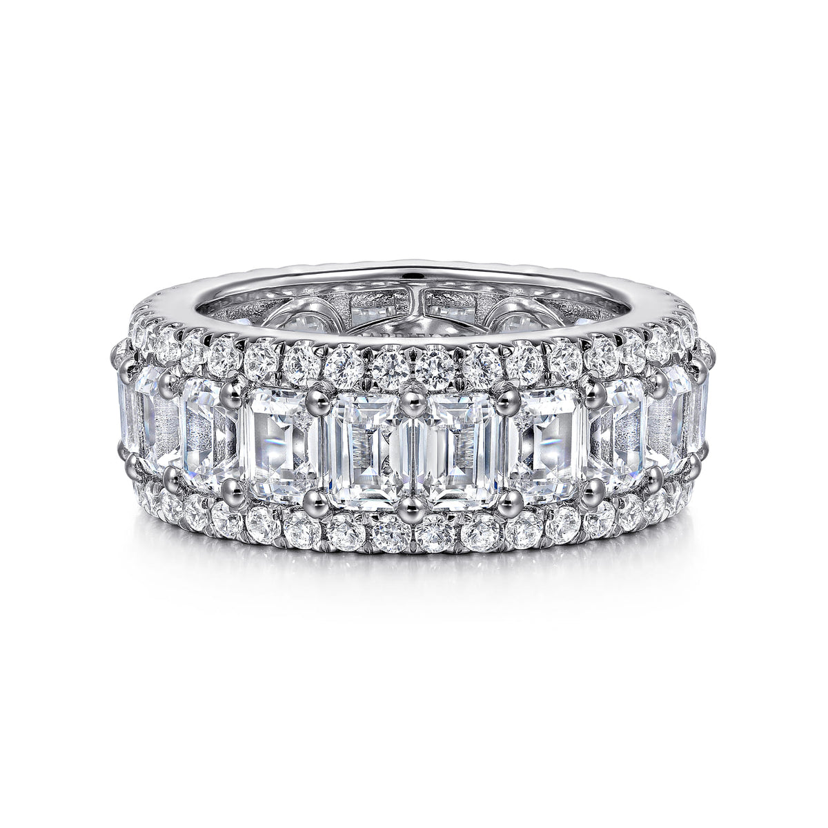 Wide 14K White Gold Emerald Cut Fancy Diamond Anniversary Band — Gabriel & Co. AN16313-6W44JJ