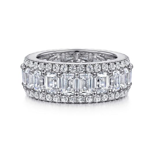 Wide 14K White Gold Emerald Cut Fancy Diamond Anniversary Band — Gabriel & Co. AN16313-6W44JJ