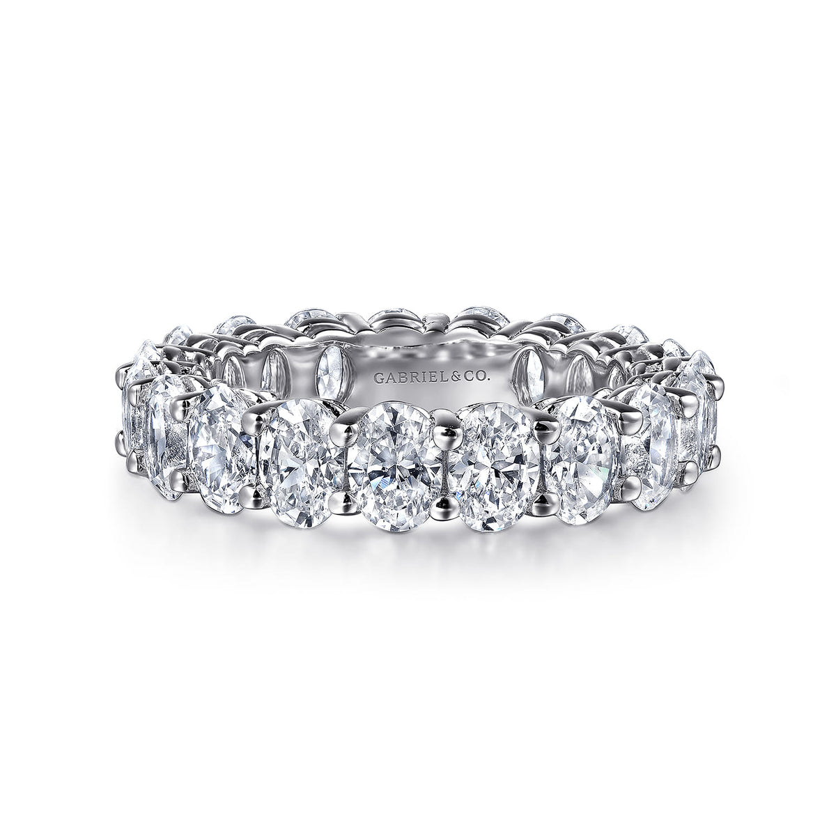 14K White Gold Oval Diamond Eternity Band — Gabriel & Co. AN16317-6W44JJ