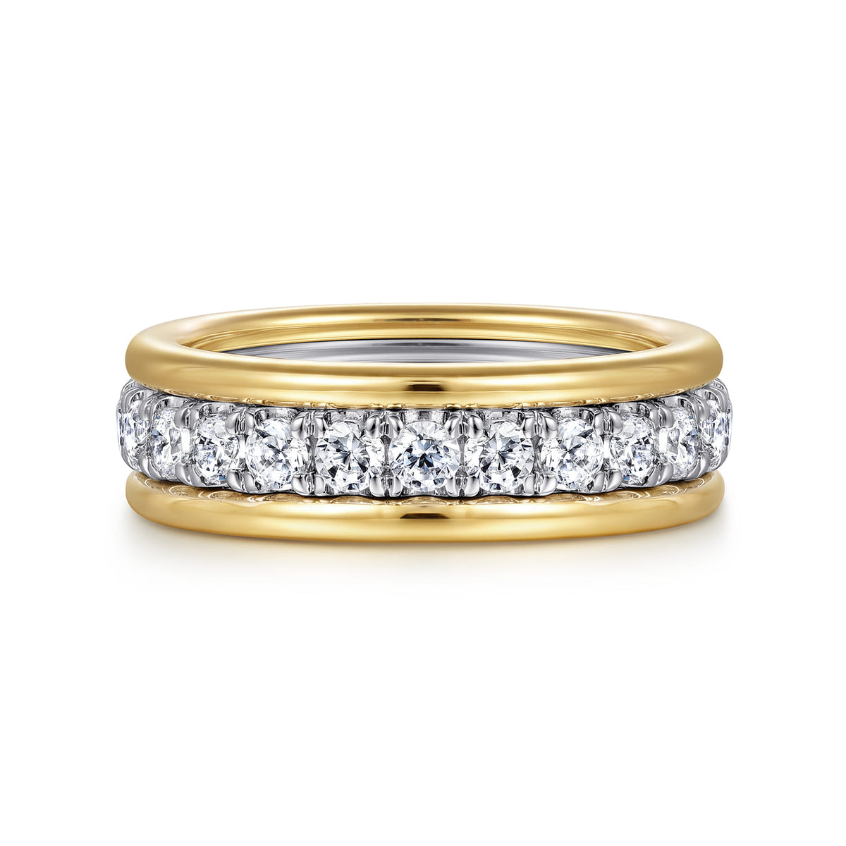 Wide 14K White-Yellow Gold Diamond Anniversary Band — Gabriel & Co. AN16344M44JJ