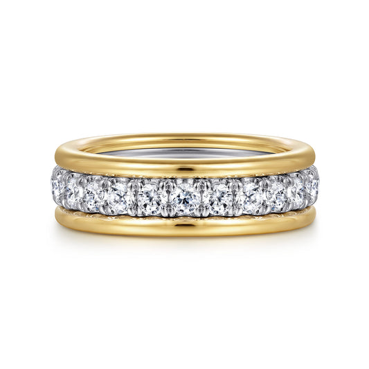 Wide 14K White-Yellow Gold Diamond Anniversary Band — Gabriel & Co. AN16344M44JJ