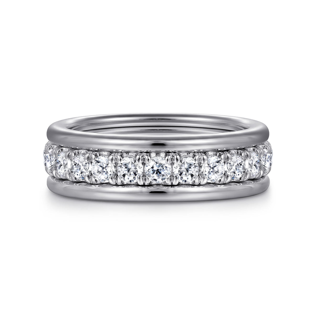 Wide 14K White Gold Diamond Anniversary Band — Gabriel & Co. AN16344W44JJ