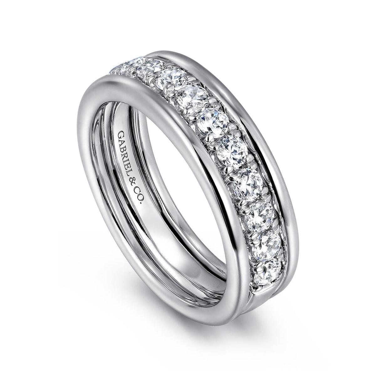 Wide 14K White Gold Diamond Anniversary Band — Gabriel & Co. AN16344W44JJ