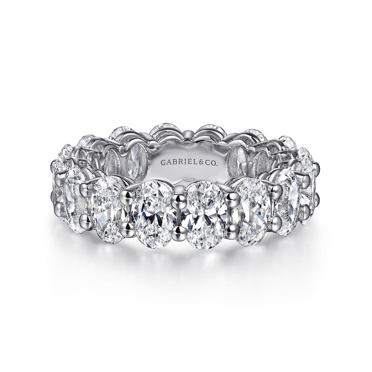 14K White Gold Oval Diamond Eternity Band — Gabriel & Co. AN16380-6W44JJ