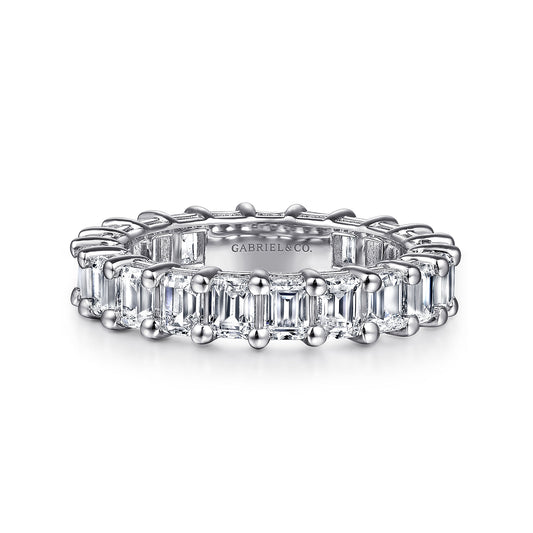 14K White Gold Shared Prong Emerald Cut Diamond Eternity Band — Gabriel & Co. AN16381-6W43JJ