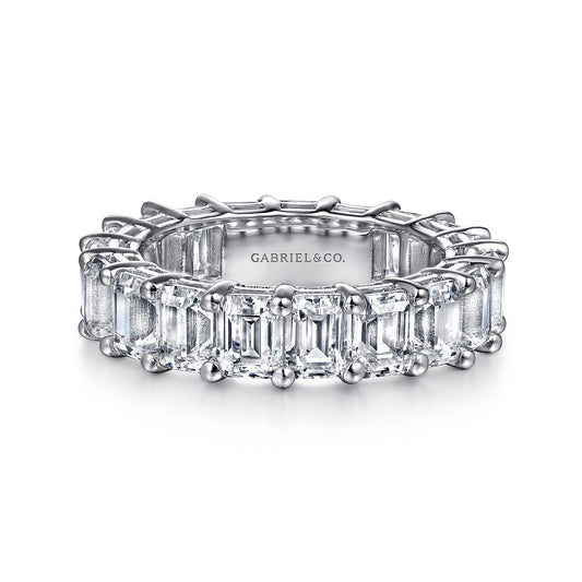 14K White Gold Shared Prong Emerald Cut Diamond Eternity Band — Gabriel & Co. AN16382-6W43JJ
