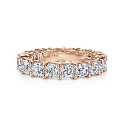14K Rose Gold Cushion Cut Shared Prong Diamond Eternity Band — Gabriel & Co. AN16384-6K44JJ