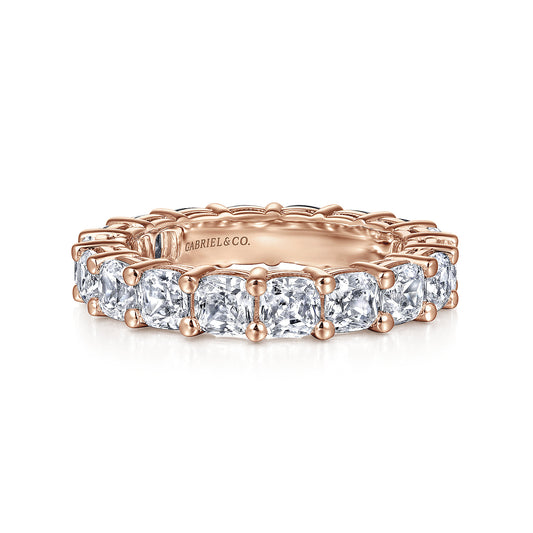 14K Rose Gold Cushion Cut Shared Prong Diamond Eternity Band — Gabriel & Co. AN16384-6K44JJ