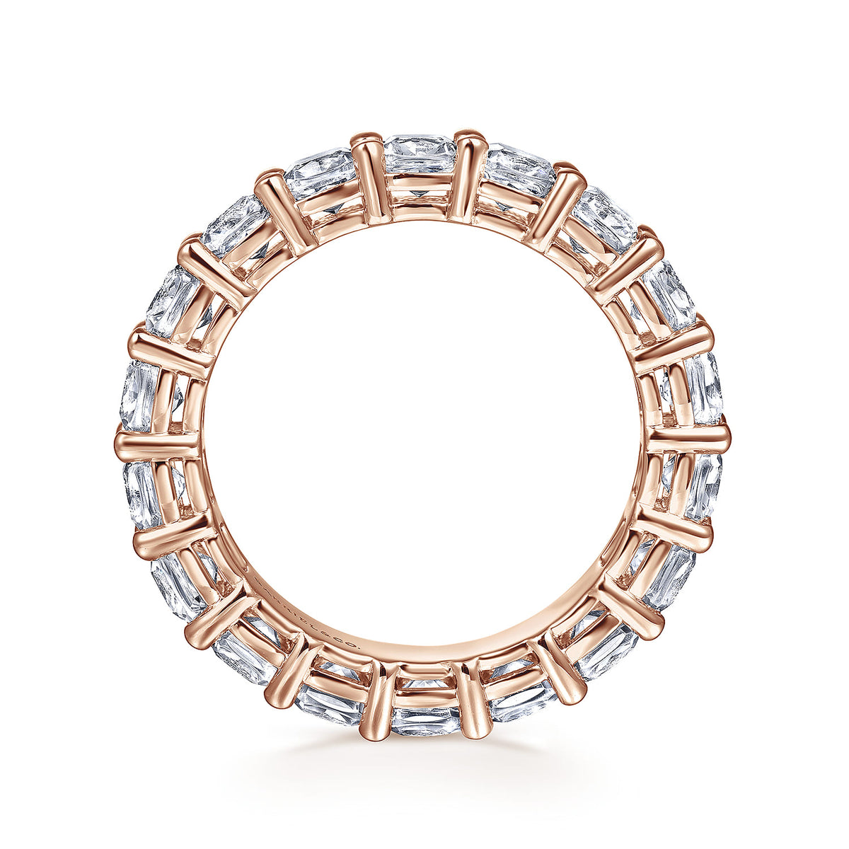 14K Rose Gold Cushion Cut Shared Prong Diamond Eternity Band — Gabriel & Co. AN16384-6K44JJ